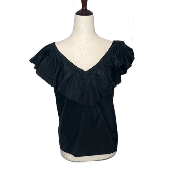 Rebecca Taylor Black Taffeta Ruffle Top - Picture 2 of 5
